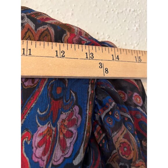 Zara Chiffon Paisley Printed Mini Dress With Belted Waist & Long Sleeves - Picture 7 of 12